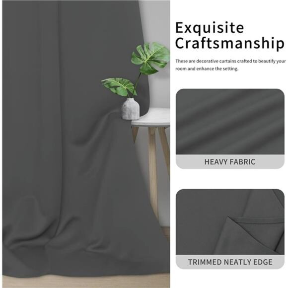 Blackout Curtains for Bedroom, 2 Panels Solid Thermal Insulated Grommet - Picture 5 of 7